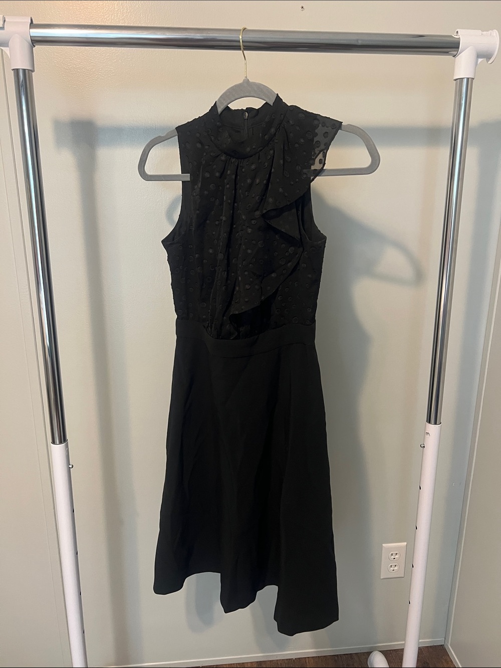 Banana Republic Black Sleeveless Ruffle Midi Dress